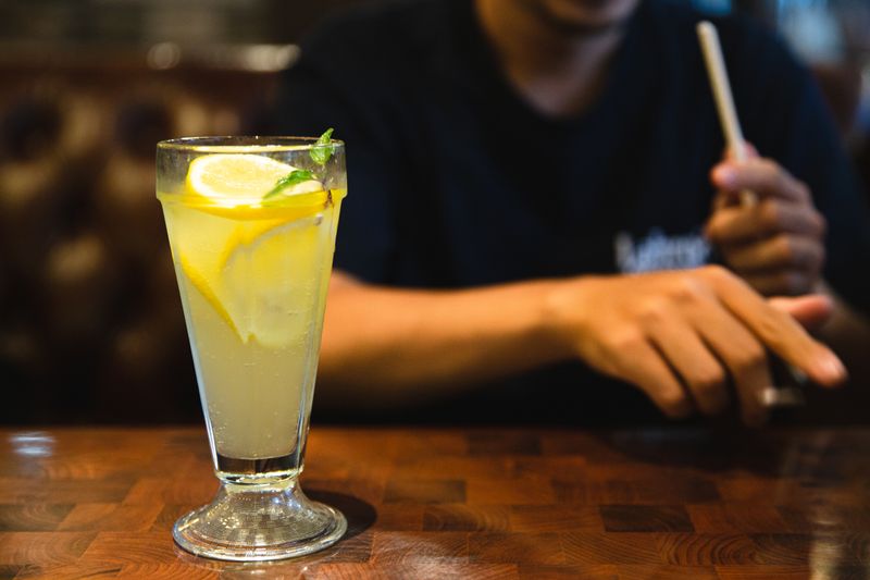 Fresh squeezed lemonade with ice and mint