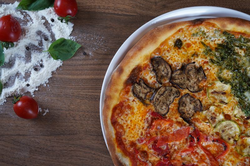 Veggie Supreme pizza with seasonal vegetables